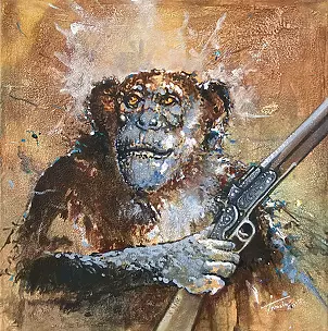   - Krzysztof Trzaska, painting "Sagittarius" from the series "Signs of the Zodiac", acrylic / canvas, 50x50, 2018