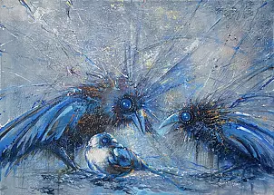 Krzysztof Trzaska - Krzysztof Trzaska, painting Rookie from the series Birds, acrylic / canvas, 50x70, 2020