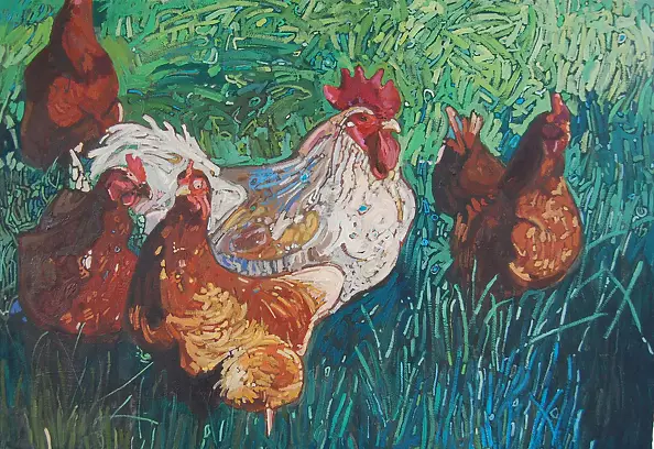 Agnieszka Michalczyk - Chickens with a rooster
