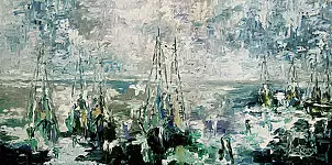 Jerzy Stachura - Fishing boats in the winter