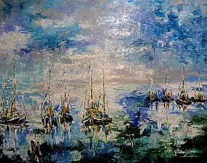 Jerzy Stachura - Fishing boats in the winter