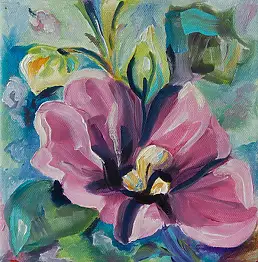 Ilona Milewska, Fleur 1, Peinture à l'huile - toile, 20 x 20