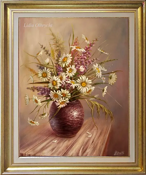 Lidia Olbrycht - Kwiaty- Margerytki w Wazonie