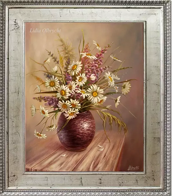 Lidia Olbrycht - Kwiaty- Margerytki w Wazonie