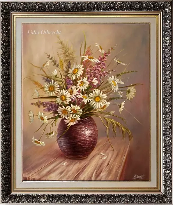 Lidia Olbrycht - Kwiaty- Margerytki w Wazonie