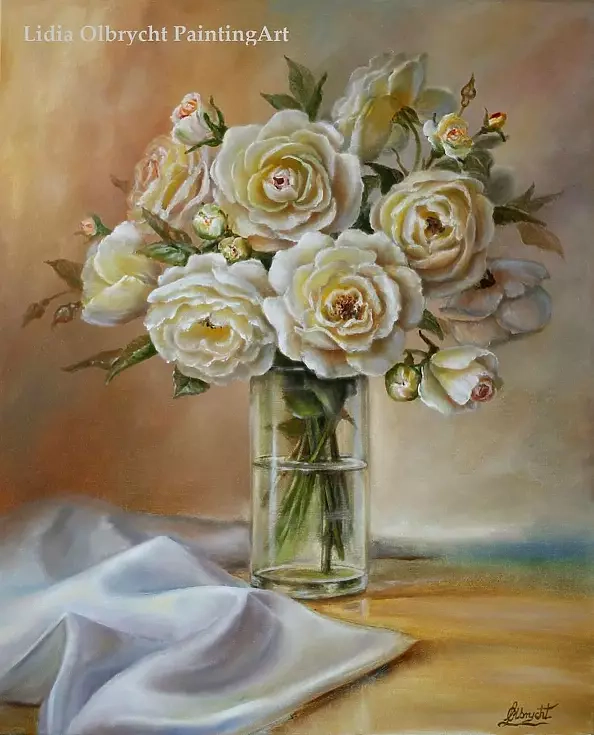 Lidia Olbrycht - Flowers- Roses in a vase