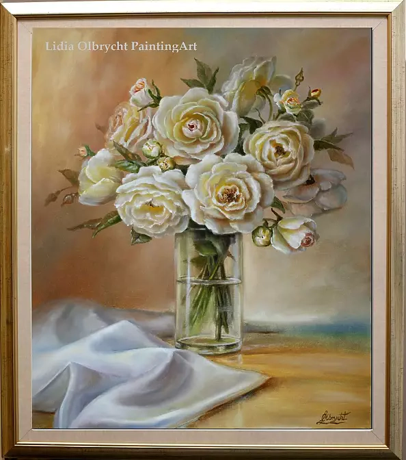 Lidia Olbrycht - Flowers- Roses in a vase