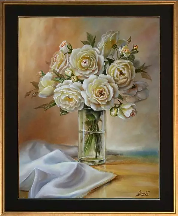 Lidia Olbrycht - Flowers- Roses in a vase