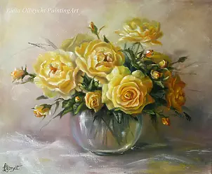 Lidia Olbrycht - Flowers - Yellow roses in a vase