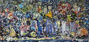 Eryk Maler, Flowers and fruits, peinture a l'huile, Oil painting - canvas, 120 x 60