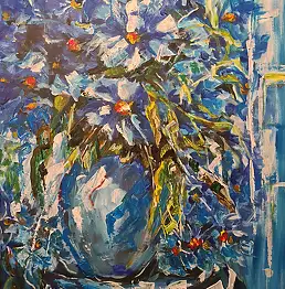 małgorzata machynia, Kwiaty, Obraz akrylowy - płótno, 75 x 115