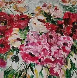 małgorzata machynia, Blumen, Acrylgemälde - Leinwand, 75 x 115