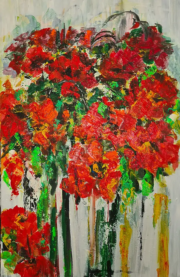 małgorzata machynia, Fiori, Dipinto acrilico - tela, 75 x 115