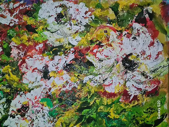 małgorzata machynia, Blumen, Acrylgemälde - Leinwand, 50 x 75