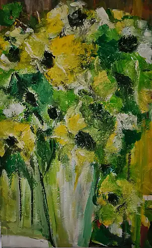 małgorzata machynia, Flowers, Acrylic painting - canvas, 75 x 115