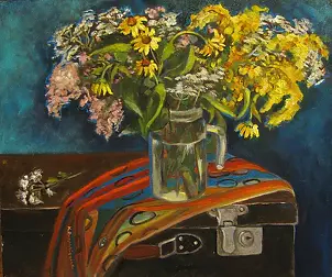 Krystyna Ruminkiewicz - Blumen auf einem Koffer