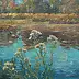 Sabina Salamon, Flowers by the pond, Oil painting - canvas, 40 x 35