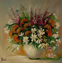 Grażyna Potocka - Kwiaty polne obraz olejny 40cm-40cm