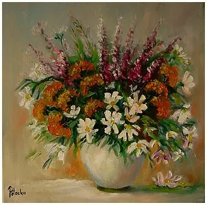 Grażyna Potocka - Kwiaty polne obraz olejny 40cm-40cm