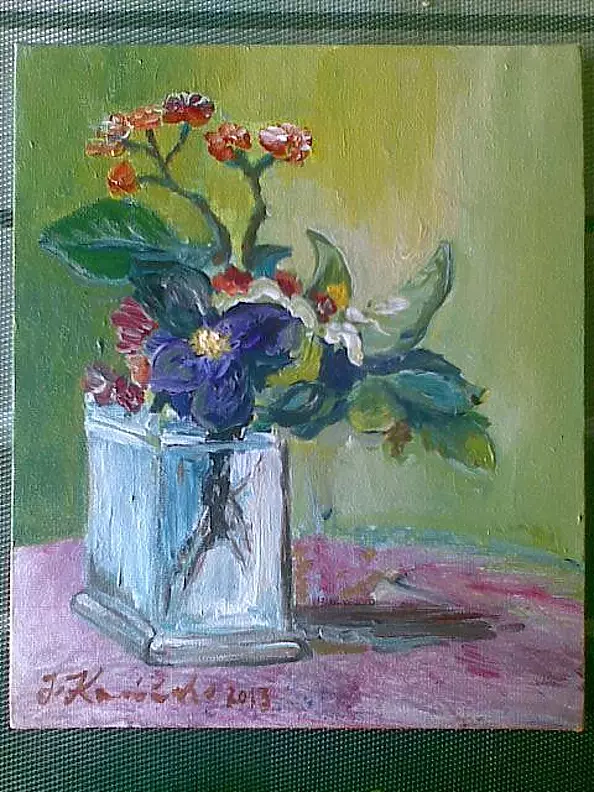 Jacek Kamiński - Kwiaty w kwadratowym dzbanie