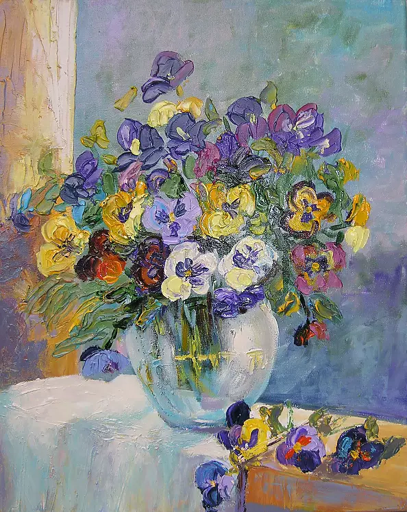 Marlena Łozińska - Flowers in a clear vase