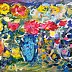 Eryk Maler - Flowers in jars, oil on canvas.