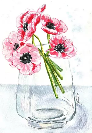 Bożena Ronowska - Цветы в стеклянной вазе