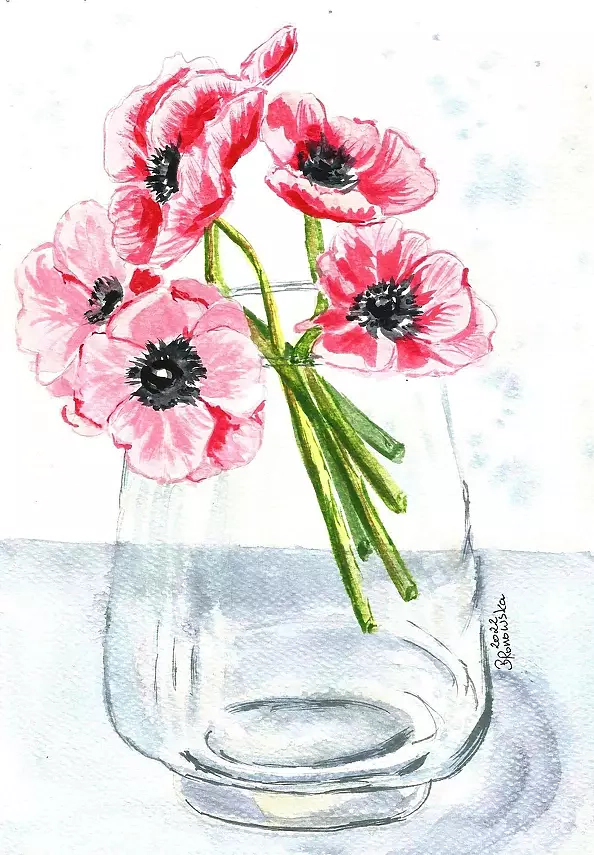 Bożena Ronowska - Flowers in a glass vase