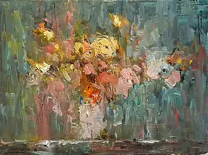 Krzysztof Tracz, Flowers in a vase, Oil painting - canvas, 40 x 30