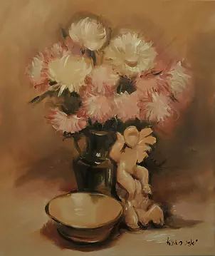 Krzysztof Kloskowski - Flowers with a porcelain angel