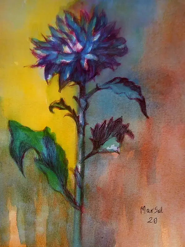Marzena Salwowska, Polnisches Juni-Blumenbeet 3/ Gras und Blumen, Aquarelle, Tinte - Papier, 24 x 30