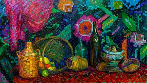 Anastasiia Kurkova, Kwitnący Ornament Krainy, Obraz olejny - płótno, 150 x 85