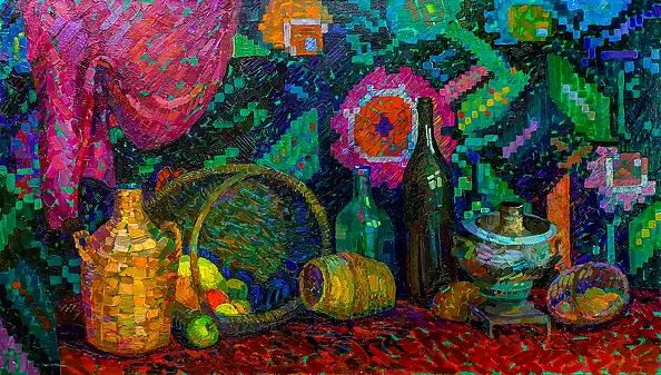 Anastasiia Kurkova, Kwitnący Ornament Krainy, Obraz olejny - płótno, 150 x 85