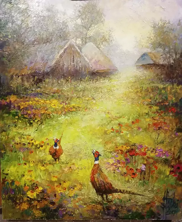 Józef Łącki - MEADOW WITH FLOWERS