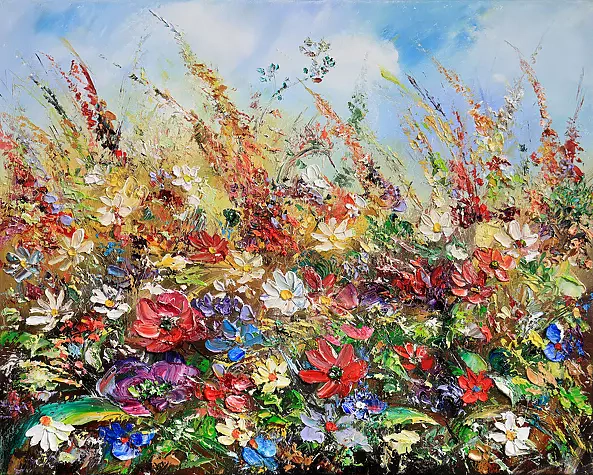 Radosław Popek - ŁĄKA obraz olejny 50x40 cm