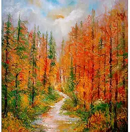 Grażyna Potocka, FOREST ROAD, Масляная картина - холст, 58 x 78