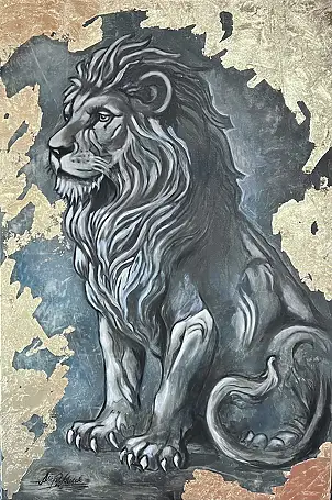 Alicja Walczak, LEW MOC ZWYCIĘSTWA/ LION POWER OF VICTORY, Inne, Obraz akrylowy - płótno, 80 x 120