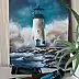 Yana Yeremenko - "LIGHTHOUSE SANTA CRUZ WALTON", marine painting, acrylic