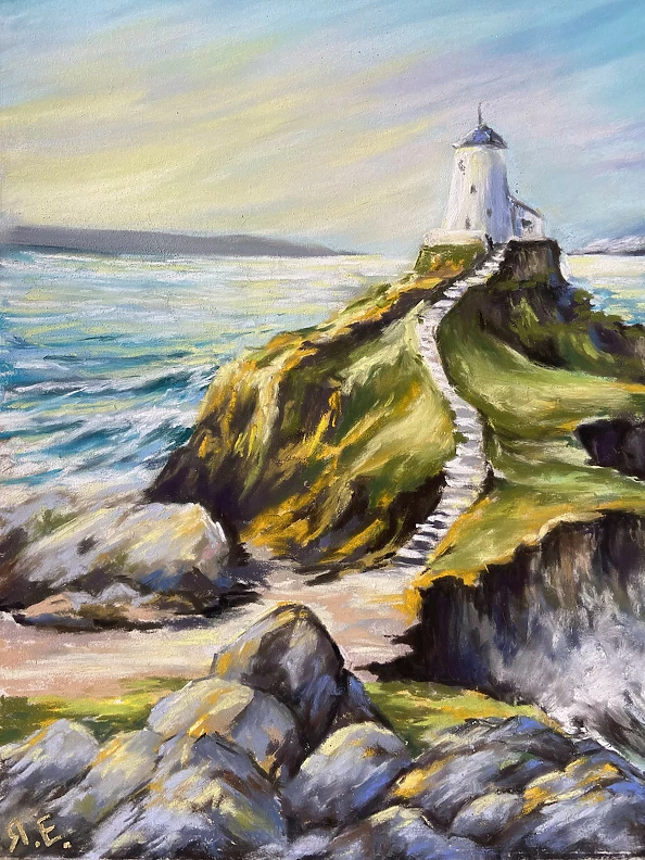 Yana Yeremenko - "LIGHTHOUSE",pasteldrawing, seascape