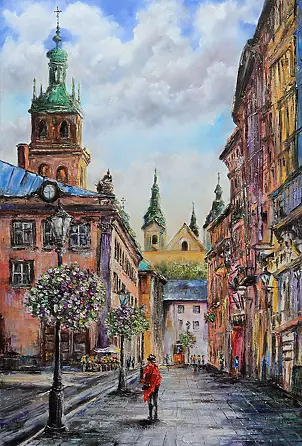 Radosław Popek - LVIV oil painting 90x60 cm