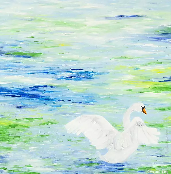 Barbara Rzychoń - Łabędź na jeziorze