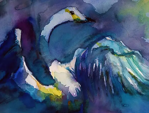 Marzena Salwowska, Łabędzi śpiew, Akwarele - papier, 50 x 37