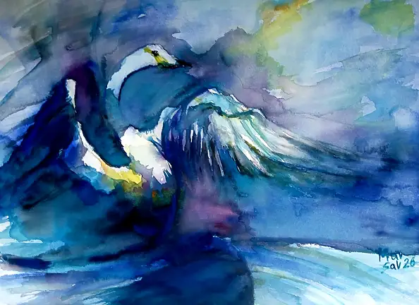 Marzena Salwowska, Łabędzi śpiew, Akwarele - papier, 50 x 37