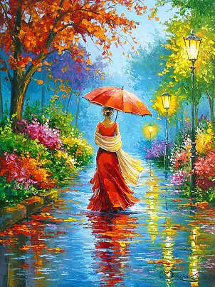 Olha Darchuk, Lady in Red, Obraz olejny - płótno, 60 x 80