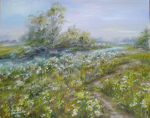 Maria Roszkowska - Meadow on the river