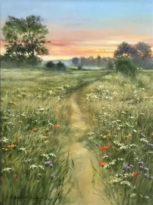 Małgorzata Sadowska Majewska - Meadow, morning mists