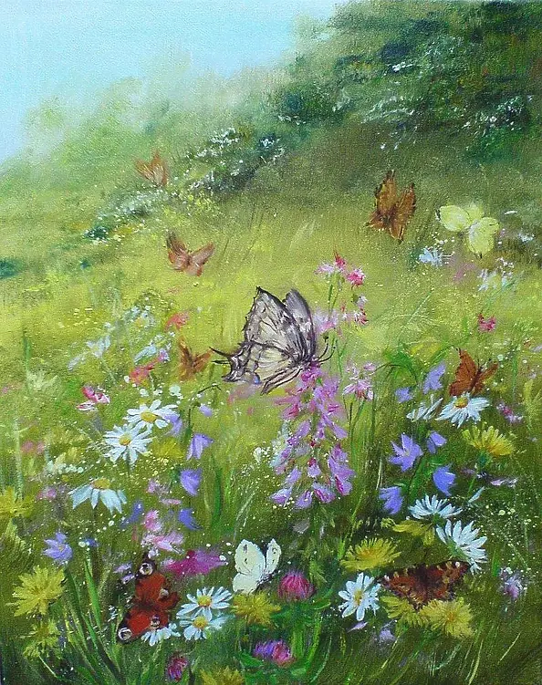 Maria Roszkowska - Łąka z motylami