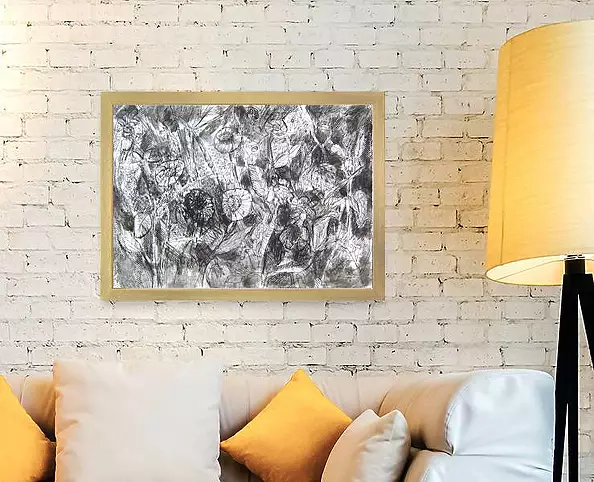 Anna Skowronek - Łąka-czarno biały rysunek, oryginał, unikat