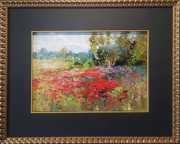 Paweł Łącki, Łąkowe maki, Obraz olejny - płótno, 35 x 25