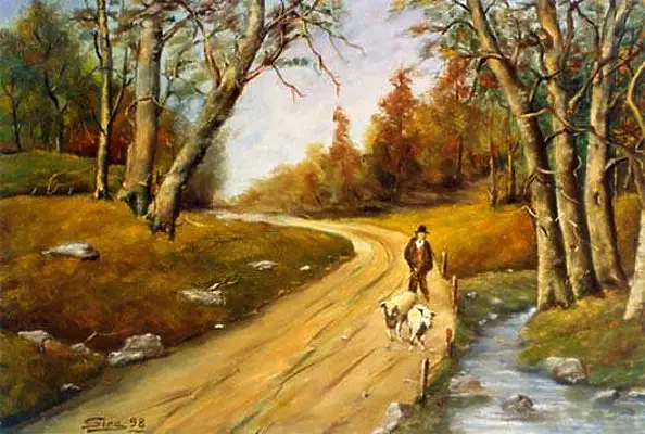 Giuseppe Sica - Pejzaż ze strumieniem